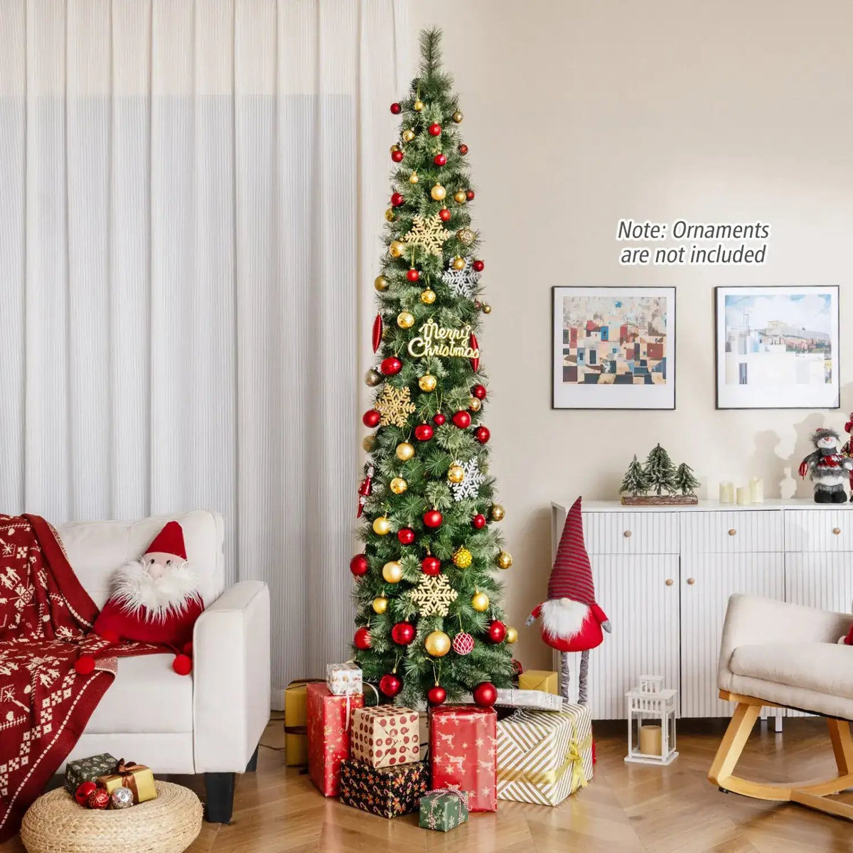 6 FT Pre-Lit Pencil Christmas Tree with 200 LED Lights