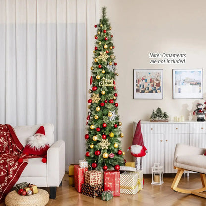 6 FT Pre-Lit Pencil Christmas Tree with 200 LED Lights