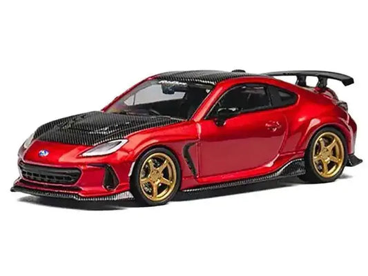Subaru BRZ Varis Arising-1 RHD (Right Hand Drive) Red Metallic with Carbon Hood and Top and Extra Wheels 1/64 Diecast Model Car by CM Model Miniature Motors Default Title Default Title-