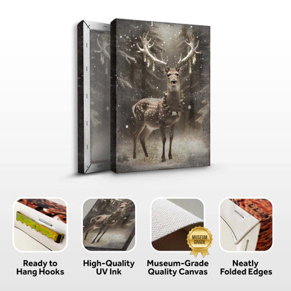 Vintage Winter Deer Christmas Wall Art