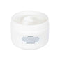 White body cream jar with ingredients label on side and open lid