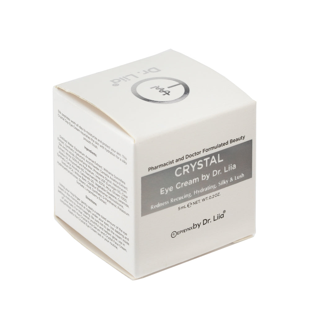 Eye cream product box with brand label on white carton