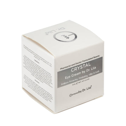 Eye cream product box with brand label on white carton