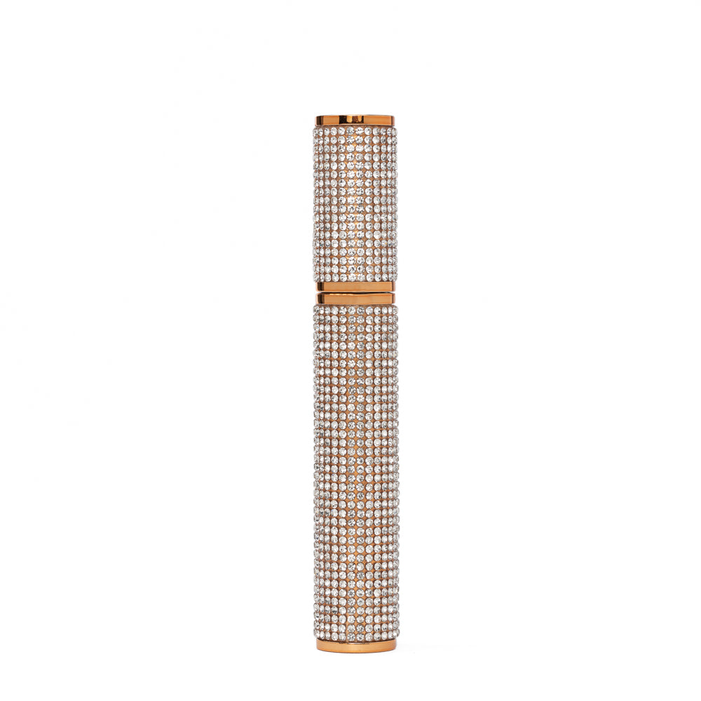 Rhinestone mascara tube with gold cap and matching diamond body