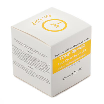 Face cream box with yellow logo and product name panel