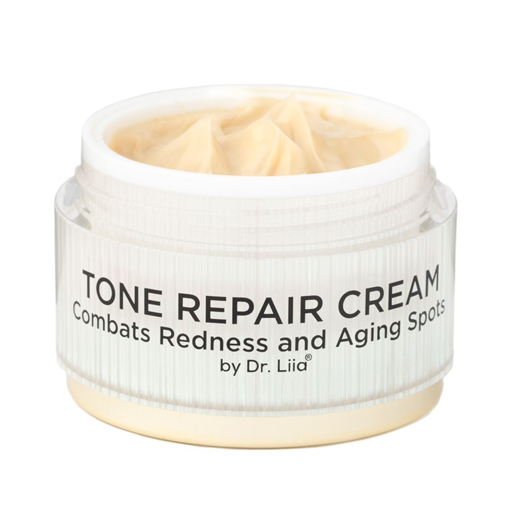 Tone Repair Cream jar with open lid and pale cream inside