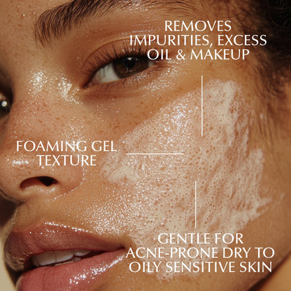 Foaming gel texture on skin around eyes and cheeks