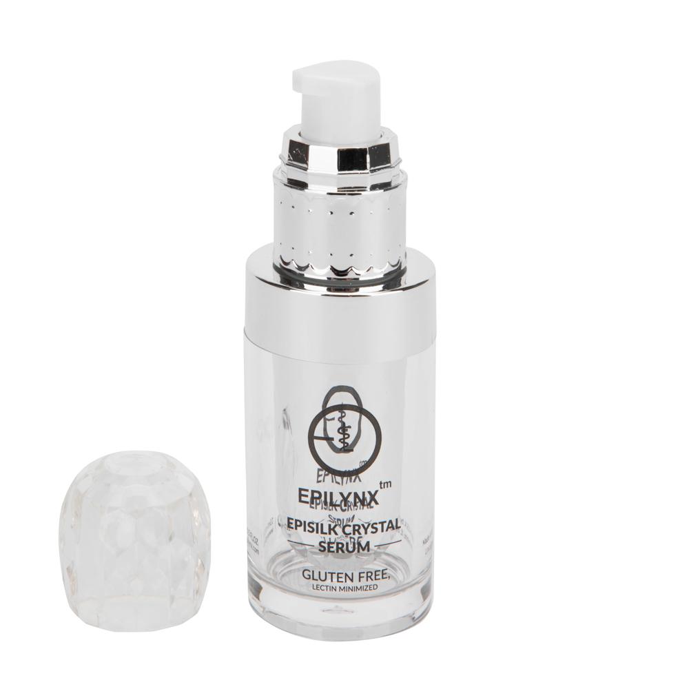 Face serum bottle with pump and frosted gel sample piece