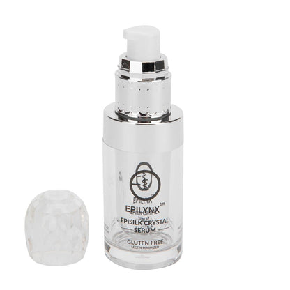 Face serum bottle with pump and frosted gel sample piece