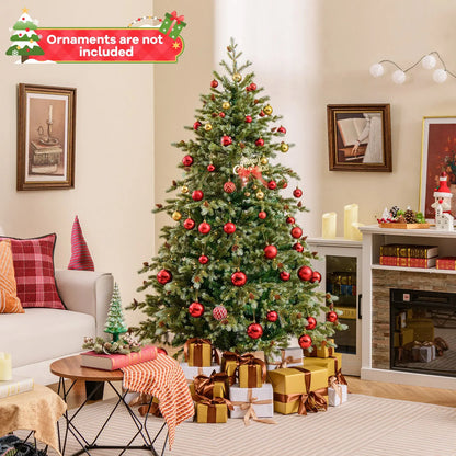 6/7/8 Feet Christmas Tree with Warm White LED Lights and Pine Cones