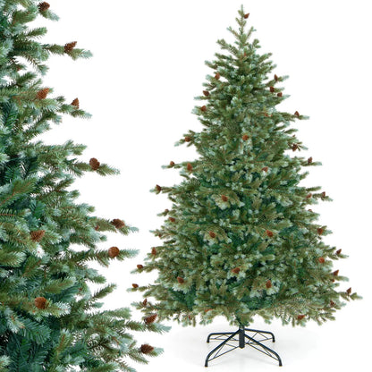 6/7/8 Feet Christmas Tree with Warm White LED Lights and Pine Cones