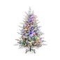 7 Feet Flocked Christmas Tree with 8 Lighting Modes and Multi-Color LED Lights