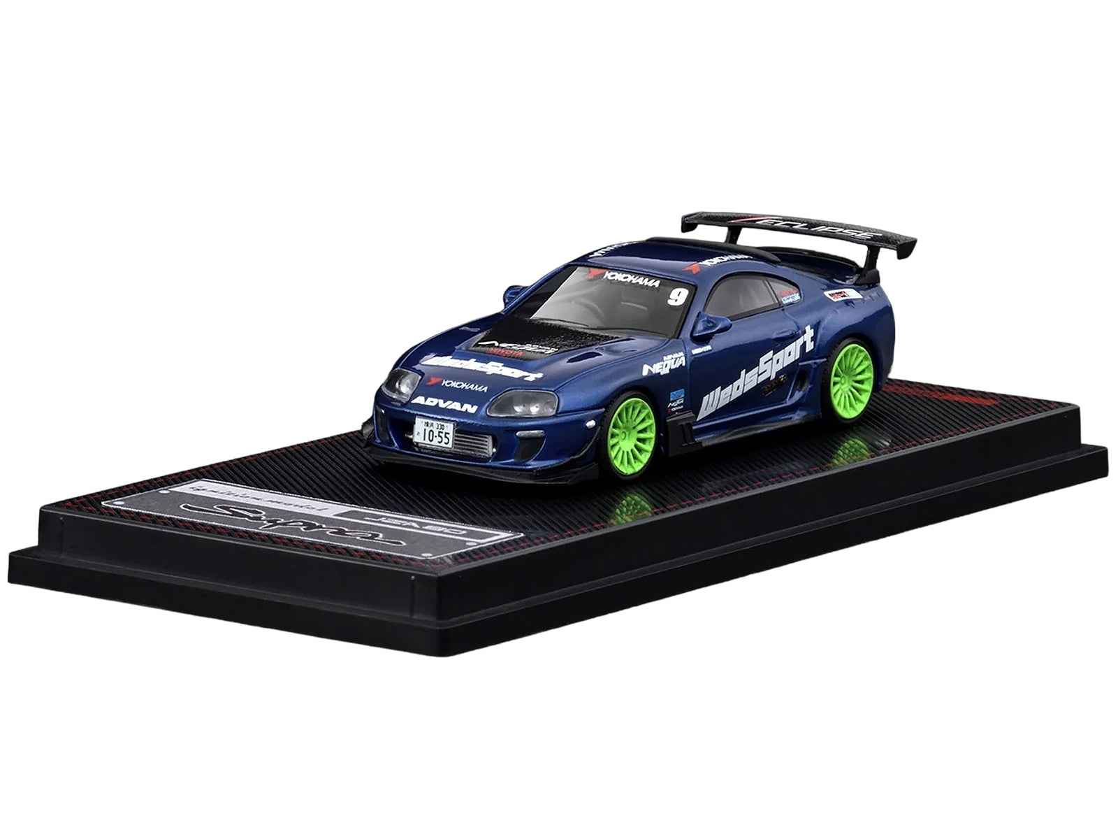 Toyota Supra (JZA80) RZ RHD (Right Hand Drive) #9 "WedsSport" Blue Metallic with Graphics 1/64 Diecast Model Car by Ignition Model