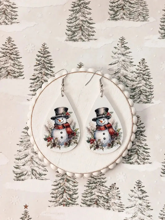 Cozy Snowman Christmas Teardrop Earrings Rooted Home Goods Default Title Default Title-