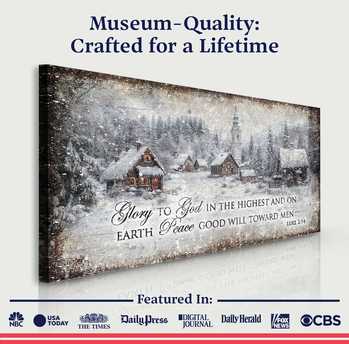 Vintage Christmas Village Luke 2:14 Scripture Sign
