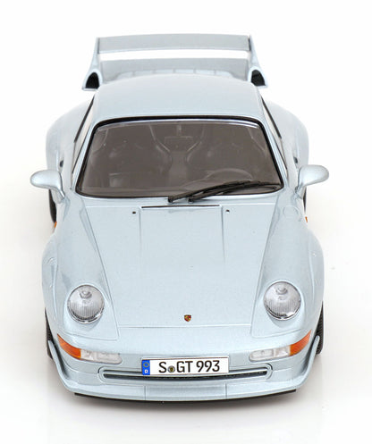 KK Scale 1996 Porsche 911 993 GT2 w/ Gold BBS Wheels Silver 1:18