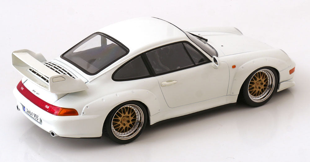KK Scale 1996 Porsche 911 993 GT2 w/ Gold BBS Wheels White 1:18
