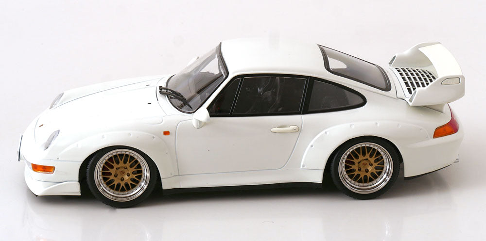 KK Scale 1996 Porsche 911 993 GT2 w/ Gold BBS Wheels White 1:18