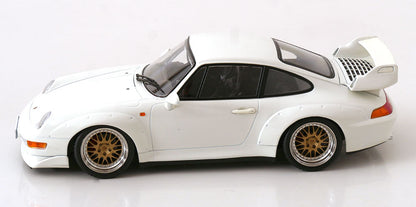 KK Scale 1996 Porsche 911 993 GT2 w/ Gold BBS Wheels White 1:18
