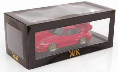 KK Scale 1996 Porsche 911 993 GT2 w/ Gold BBS Wheels Guards Red 1:18