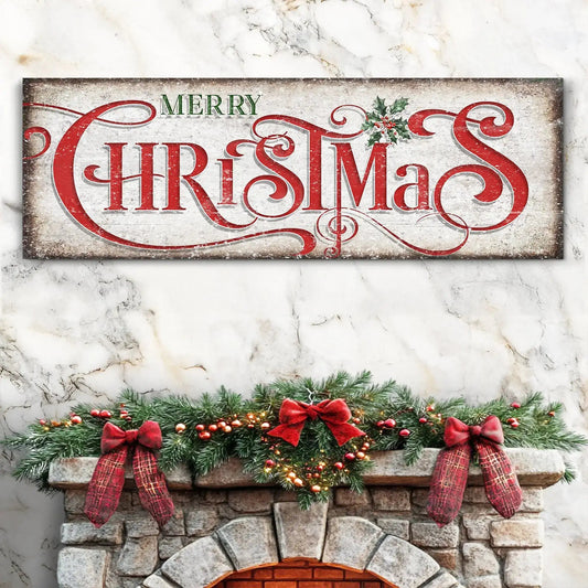 Vintage Merry Christmas Sign III Tailored Canvases 12x36 inch Medium Premium Gallery Wrapped 16x48 inch Large Premium Gallery Wrapped 20x60 inch Extra Large Premium Gallery Wrapped 12x36 inch Medium Premium Gallery Wrapped-16x48 inch Large Premium Gallery Wrapped-20x60 inch Extra Large Premium Gallery Wrapped-