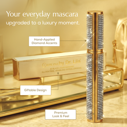 Rhinestone mascara tube with wand in premium diamond design