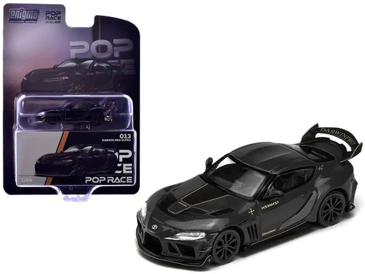Toyota Supra DarwinPro Black with Gold Accents "Enigma Exclusive Edition" 1/64 Diecast Model Car by Pop Race Miniature Motors Default Title Default Title-
