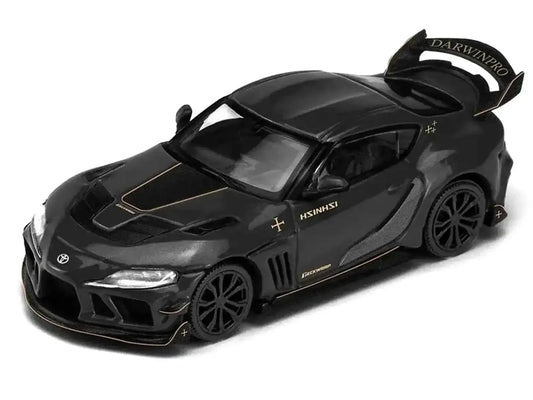 Toyota Supra DarwinPro Black with Gold Accents "Enigma Exclusive Edition" 1/64 Diecast Model Car by Pop Race Miniature Motors Default Title Default Title-