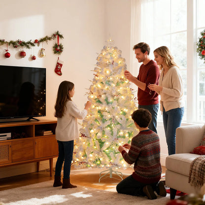 Pre-Lit Artificial Christmas Tree with Snow Flocked Branch Tips