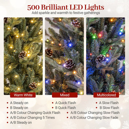 Pre-Lit Artificial Christmas Tree with Multicolored LED Lights-M