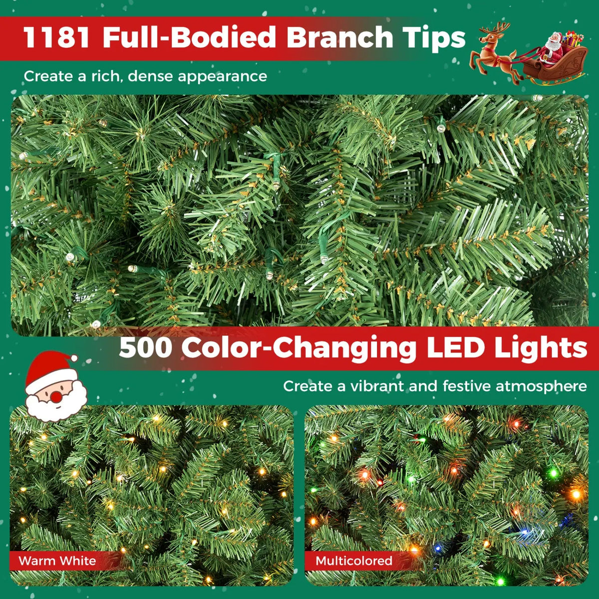 6-8 Ft Pre-Lit Artificial Christmas Tree with Remote Control