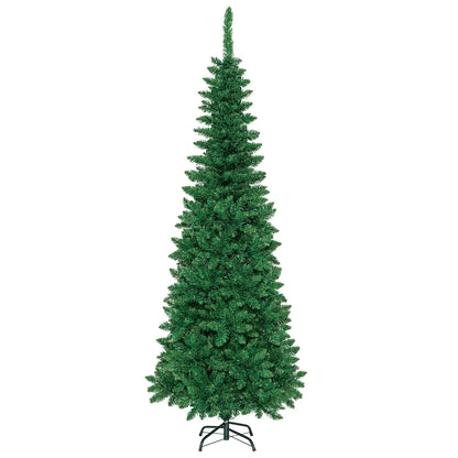 4.5 ft Pre-Lit Premium Hinged Artificial Fir Pencil Christmas Tree with LED Lights