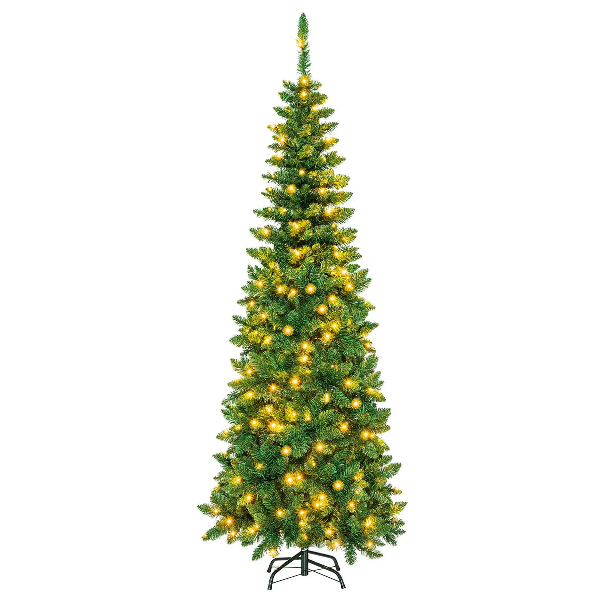 4.5 ft Pre-Lit Premium Hinged Artificial Fir Pencil Christmas Tree with LED Lights