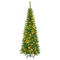 4.5 ft Pre-Lit Premium Hinged Artificial Fir Pencil Christmas Tree with LED Lights