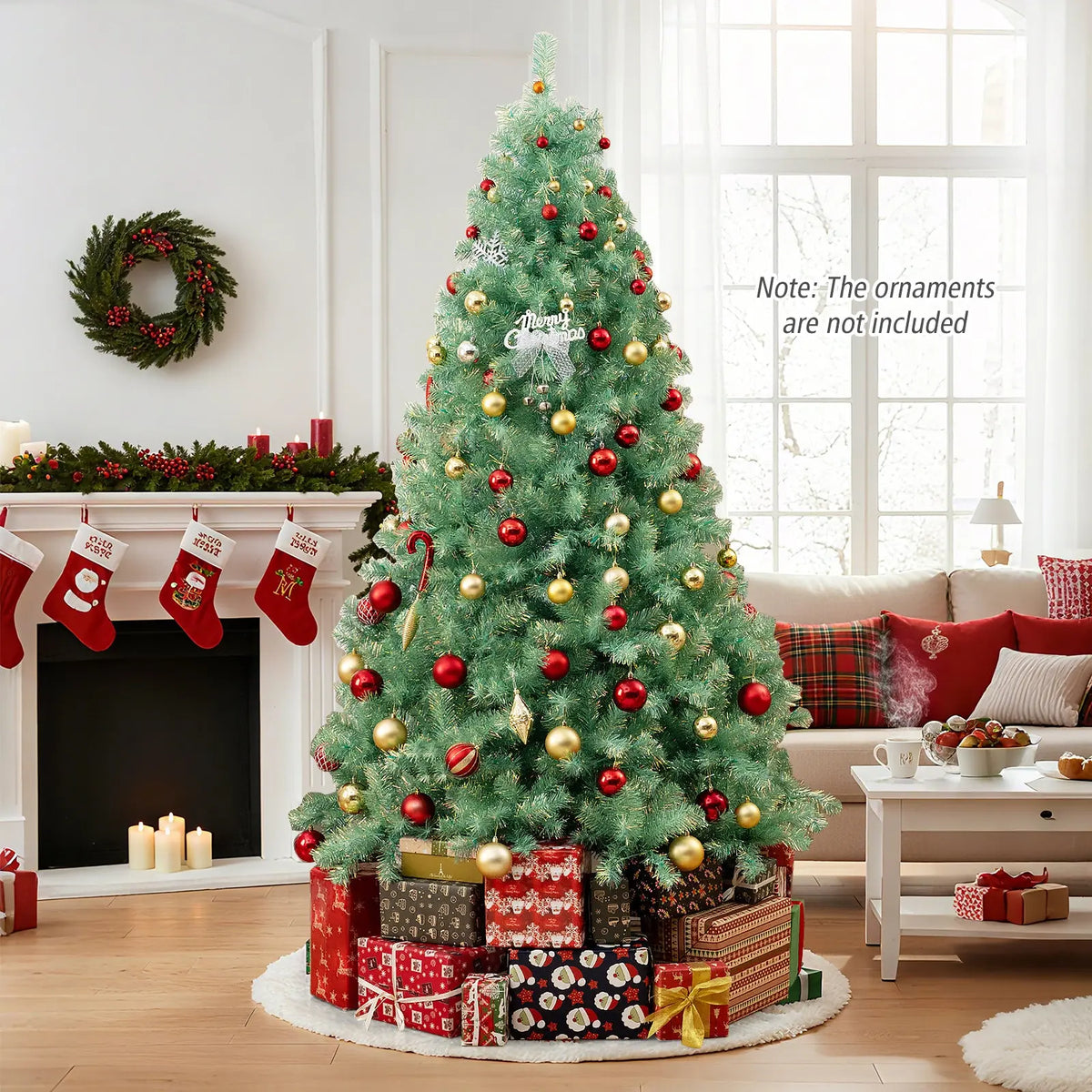 Pre-Lit Tinsel Christmas Tree Artificial Xmas Tree Home Office Party Seasonal Holiday Decoration