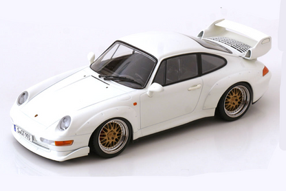 KK Scale 1996 Porsche 911 993 GT2 w/ Gold BBS Wheels White 1:18