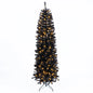 7-8 FT Slim Black Pencil Christmas Tree with LED Lights