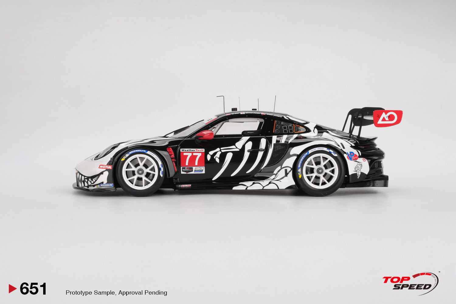 Topspeed Porsche 911 GT3 R (992) #77 Skeleton Rexy AO Racing IMSA Winner 2025 Petit Le Mans 1:18