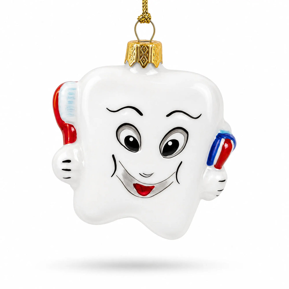 Smiling Tooth with Toothbrush and Toothpaste Dental Glass Christmas Ornament