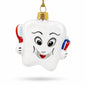 Smiling Tooth with Toothbrush and Toothpaste Dental Glass Christmas Ornament