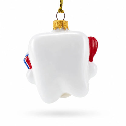 Smiling Tooth with Toothbrush and Toothpaste Dental Glass Christmas Ornament