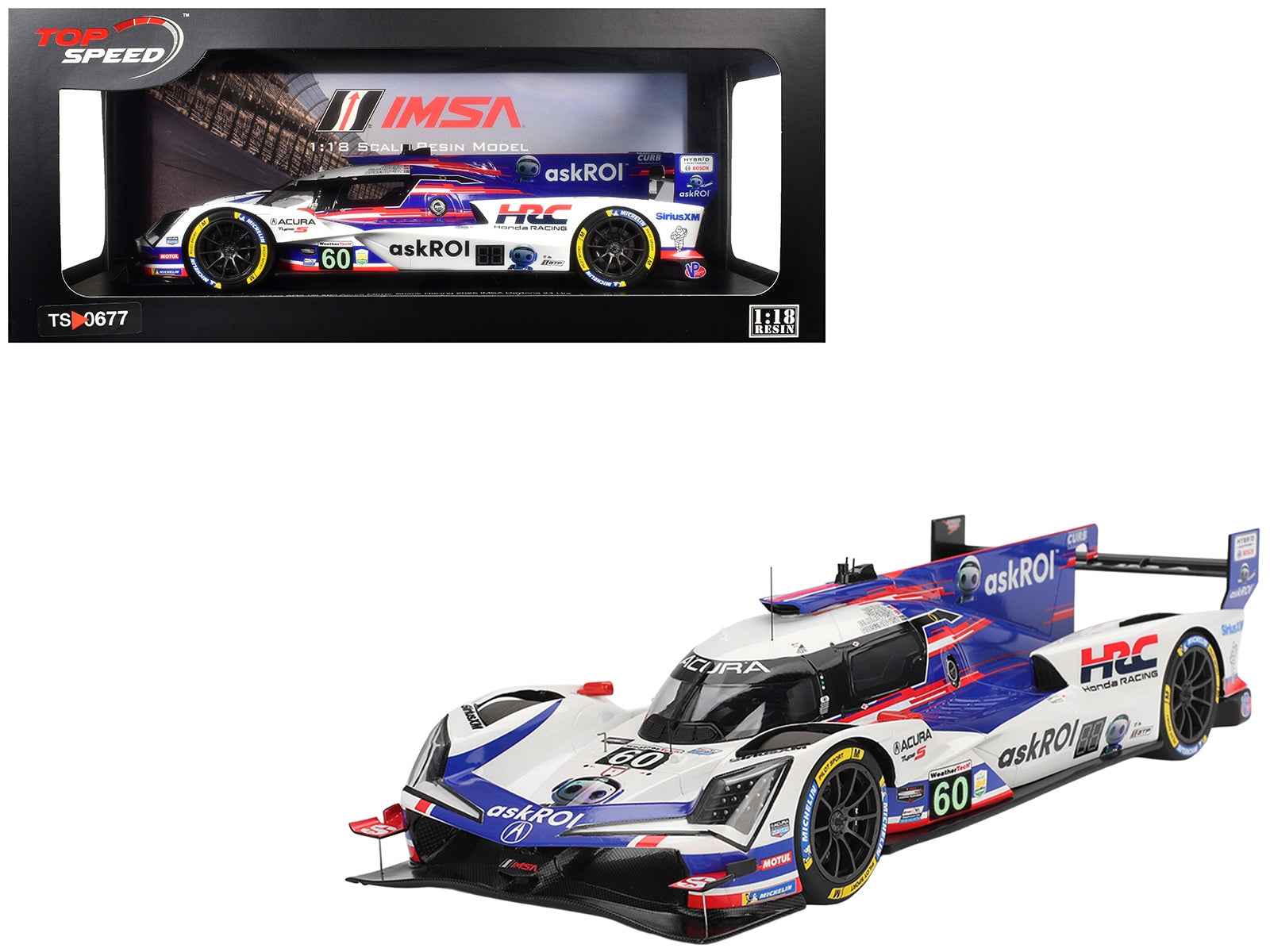 Acura ARX-06 GTP #60 Tom Blomqvist - Colin Braun - Scott Dixon - Felix Rosenqvist "Acura Meyer Shank Racing with Curb-Agajanian" 2nd Place IMSA "24 Hours of Daytona" (2025) 1/18 Model Car by Top Speed Miniature Motors Default Title Default Title-