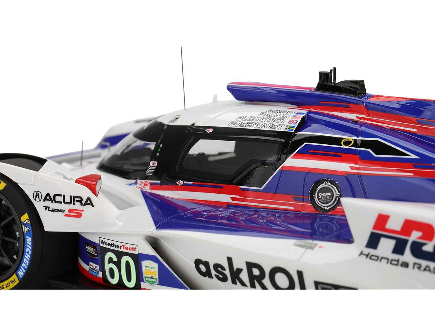 Acura ARX-06 GTP #60 Tom Blomqvist - Colin Braun - Scott Dixon - Felix Rosenqvist "Acura Meyer Shank Racing with Curb-Agajanian" 2nd Place IMSA "24 Hours of Daytona" (2025) 1/18 Model Car by Top Speed Miniature Motors Default Title Default Title-