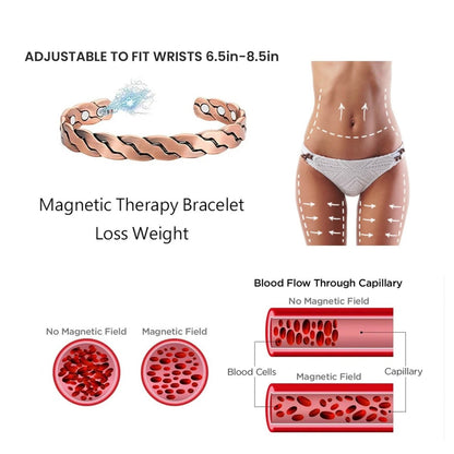 Adjustable Cuff Copper Magnetic Therapy Bracelet Bangle for Men and Women Twisted Design - Cartsfy Inc.
