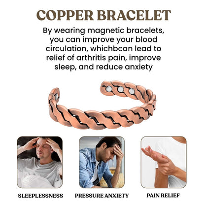 Adjustable Cuff Copper Magnetic Therapy Bracelet Bangle for Men and Women Twisted Design - Cartsfy Inc.