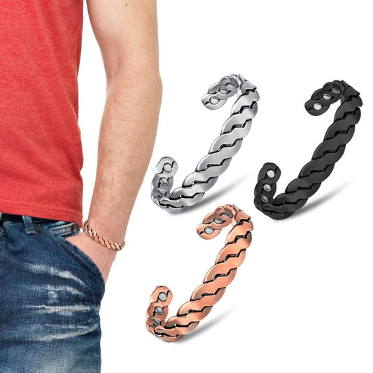 Adjustable Cuff Copper Magnetic Therapy Bracelet Bangle for Men and Women Twisted Design - Cartsfy Inc.