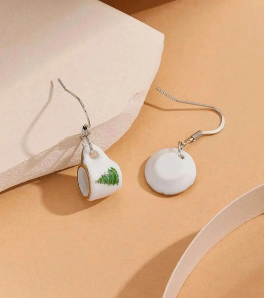 Adorable Christmas Tea Cup Earring Set Rooted Home Goods Default Title Default Title-