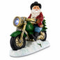 Cowboy Santa Riding Motorcycle LED Figurine - 8.5" Resin Christmas Decor