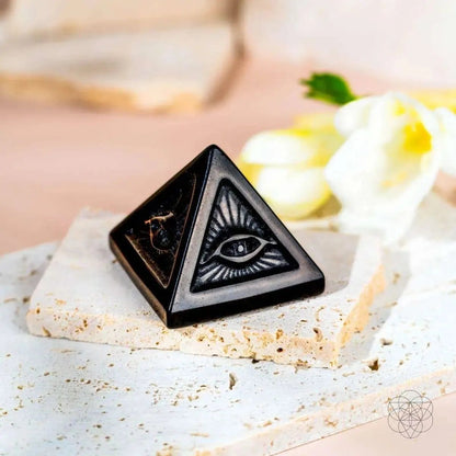 All Seeing Eye - Pyramid of Ancient Wisdom Conscious Items Indian Labradorite Pyramid Egyptian Obsidian Pyramid Indian Labradorite Pyramid-Egyptian Obsidian Pyramid-