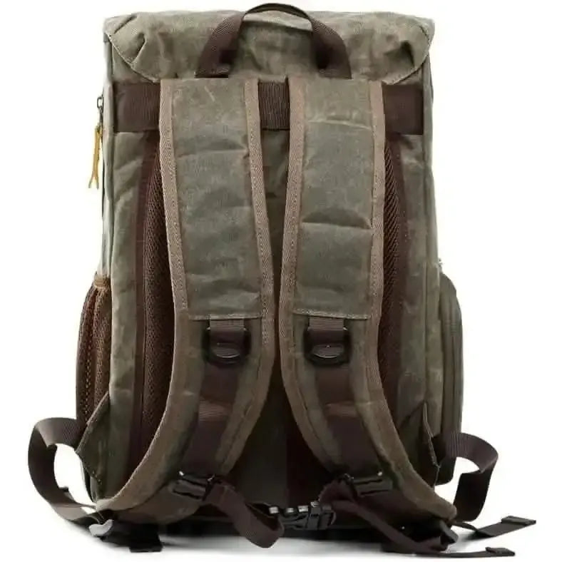 Allacki Waterproof Shock-Resistant Canvas Camera Bag Retro Style Travel Backpack DailySale Army Green Gray Khaki Army Green-Gray-Khaki-